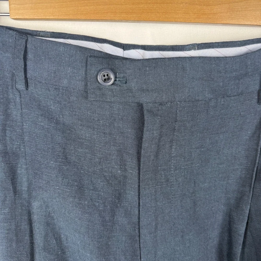 Louis Raphael Linen Blend Navy Blue Chinos Dress Pants 38x30 Business Casual